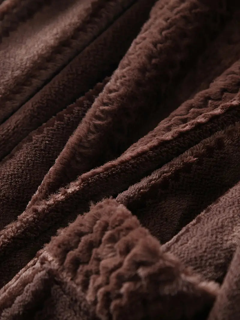 Long hooded fleece bathrobe