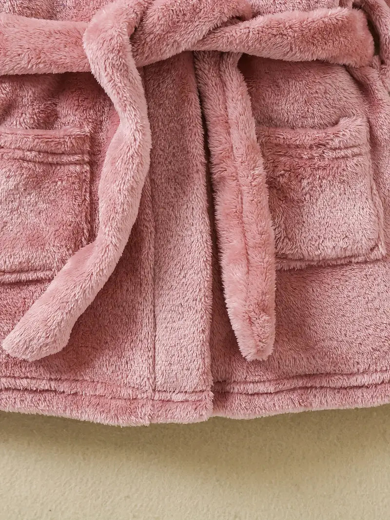 Baby fleece bathrobe with ears