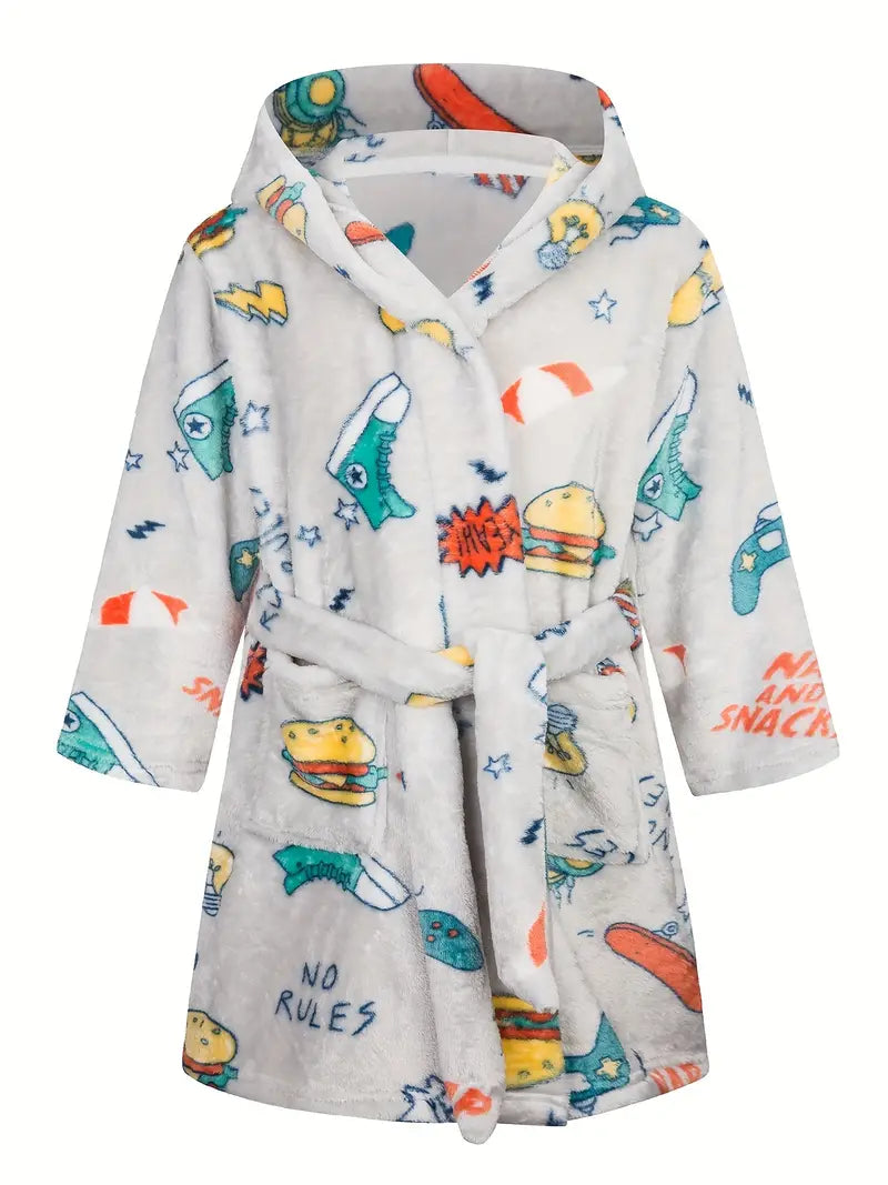 Peignoir de Bain Enfant en Polaire Gris — coloris gris
