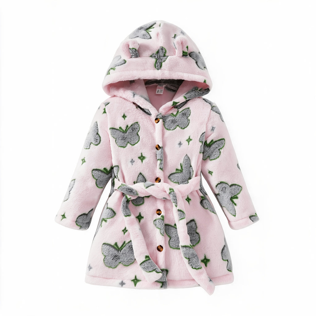 Girls' pink flannel bathrobe