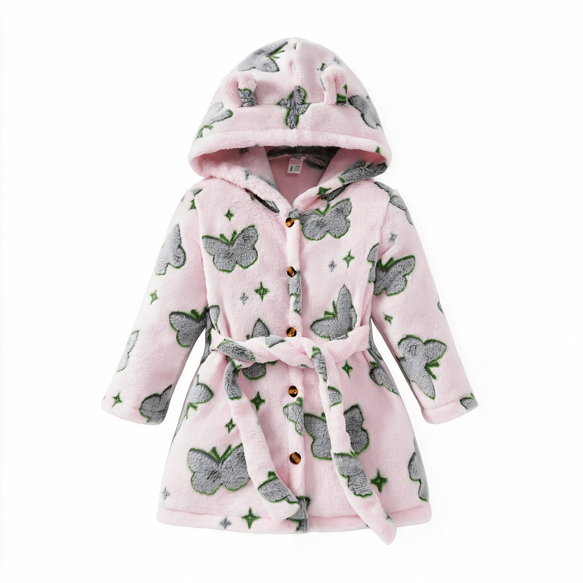 Girls' pink flannel bathrobe