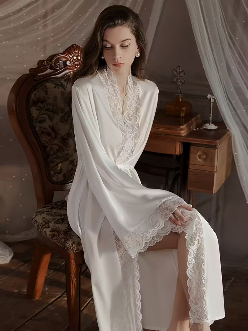 Women's long satin dressing gown