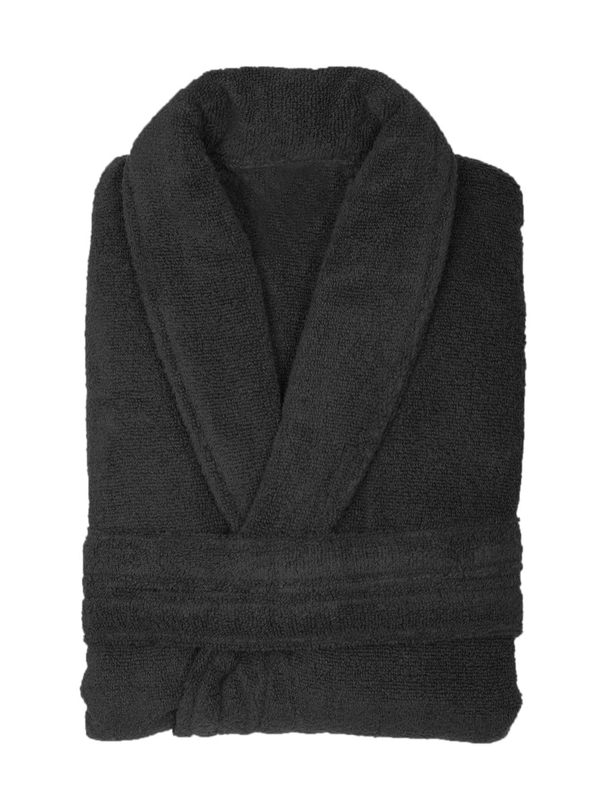 Unisex long terry towelling bathrobe with a shawl collar