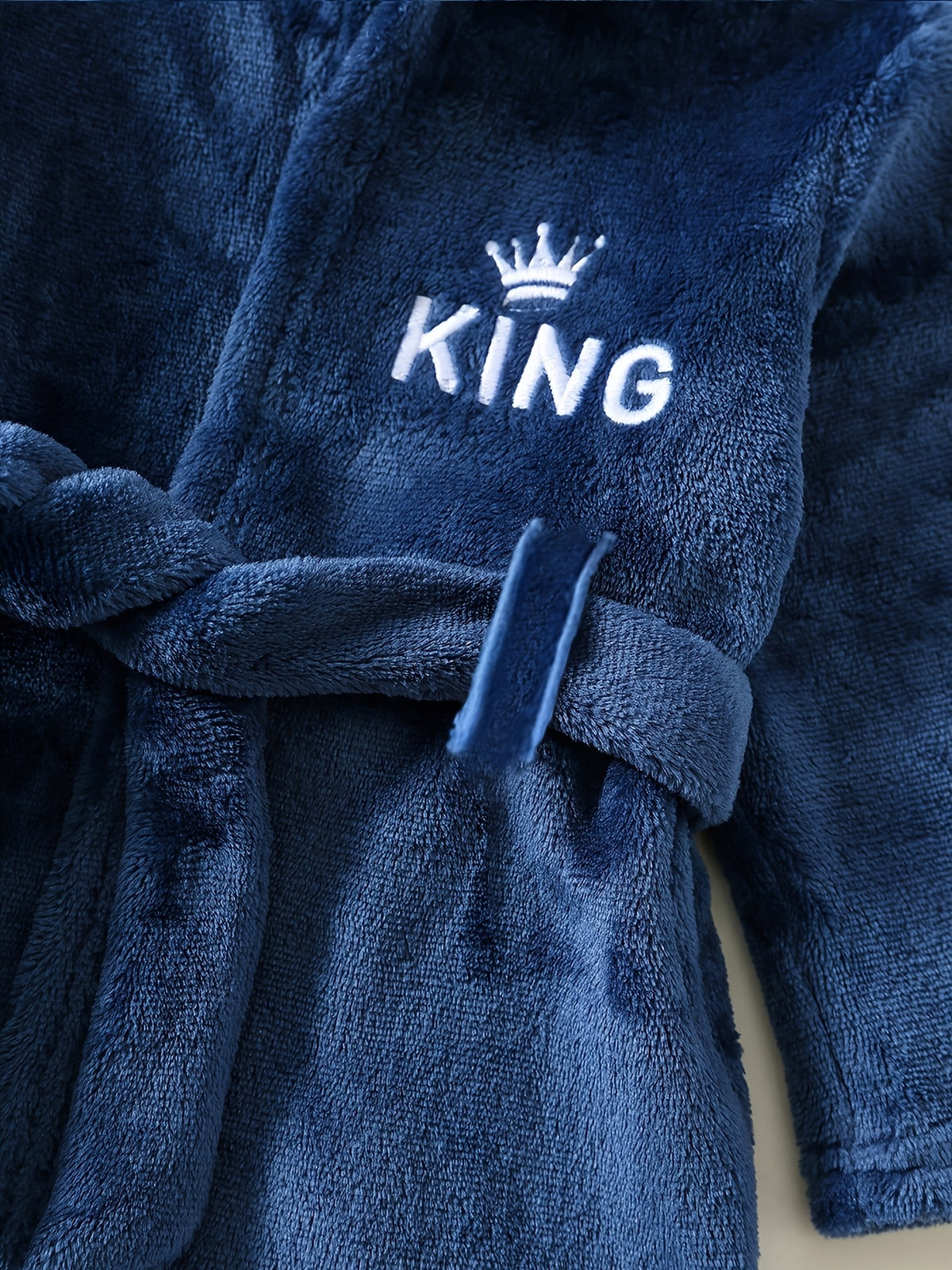 Baby blue hooded flannel bathrobe