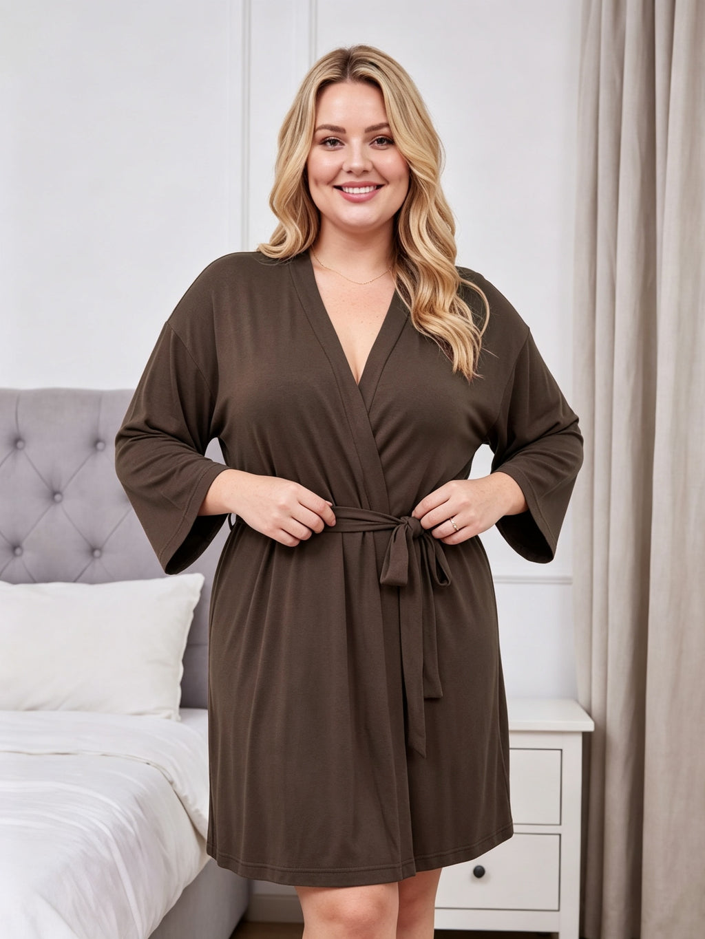 Women's plus size modal wrap dressing gown