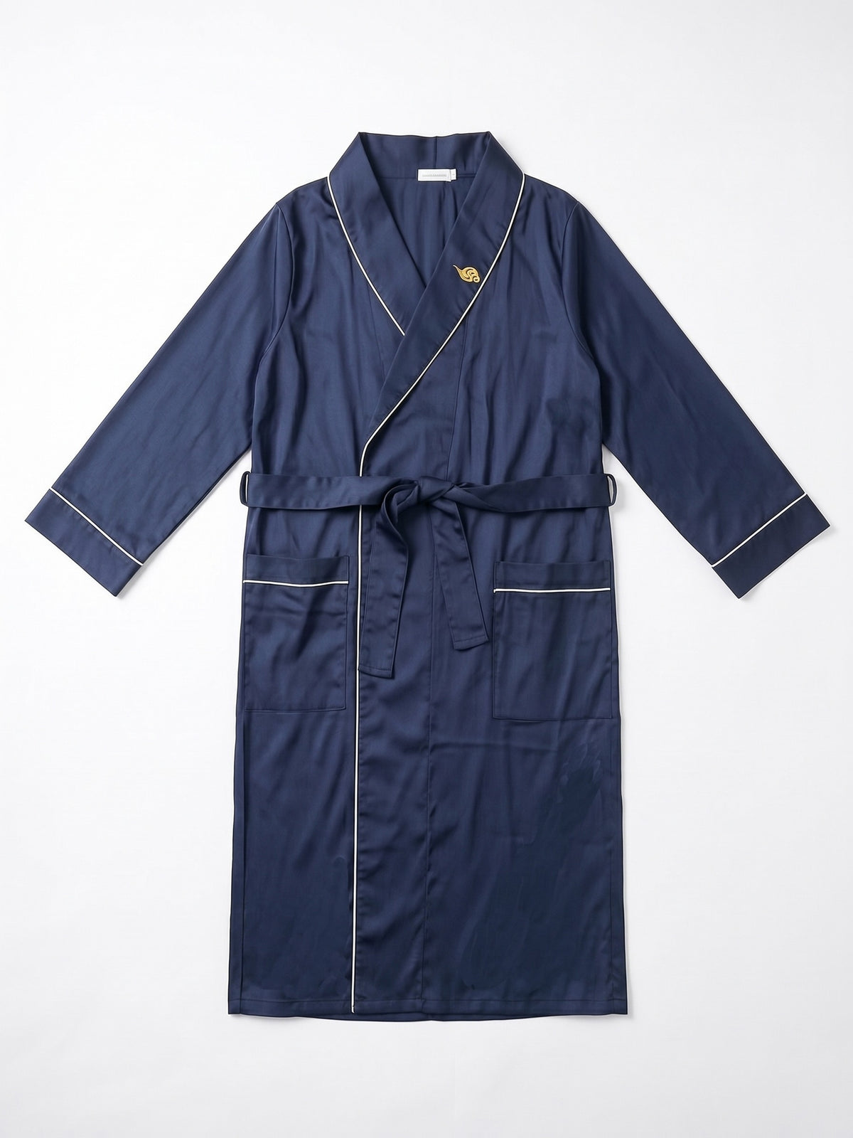 Men's embroidered satin dressing gown and shorts set