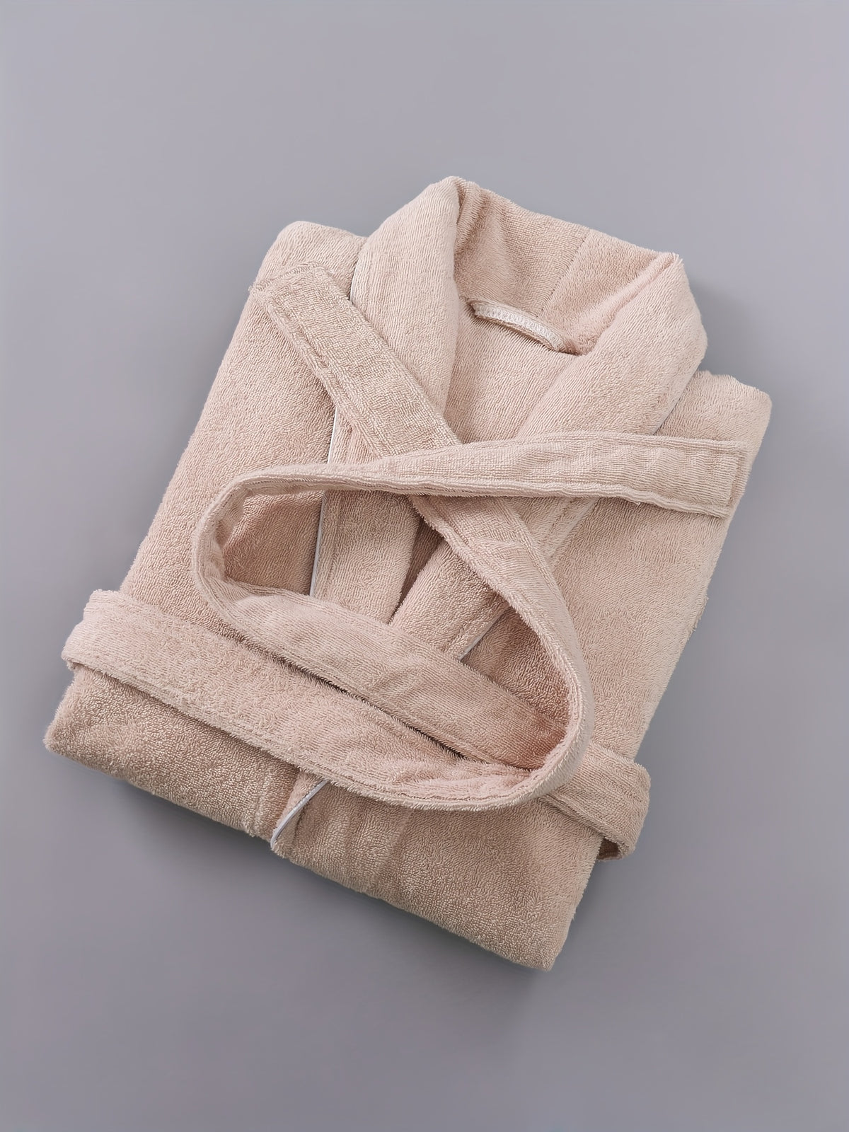 Unisex pink long towelling bathrobe