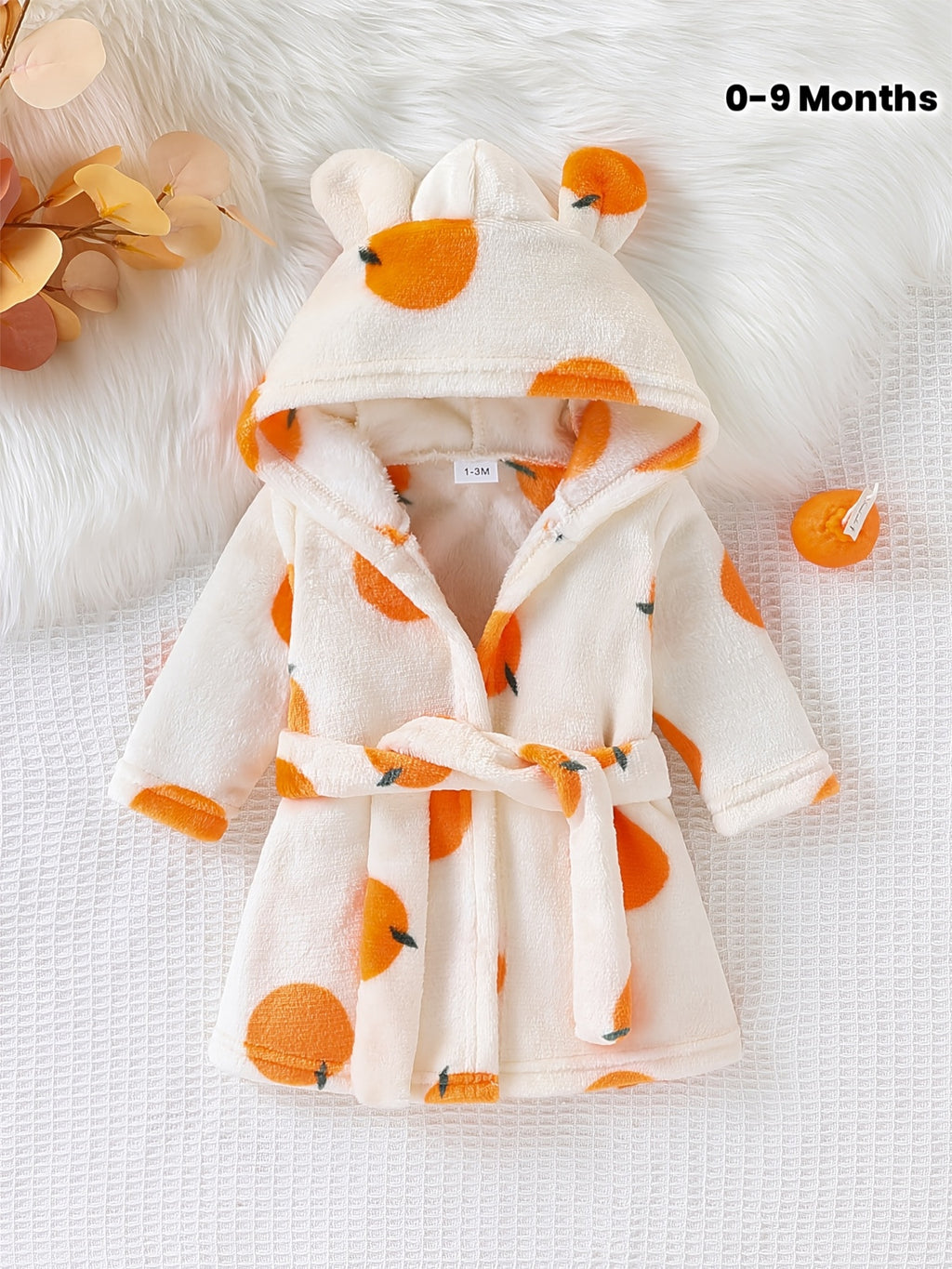 Baby yellow long hooded dressing gown