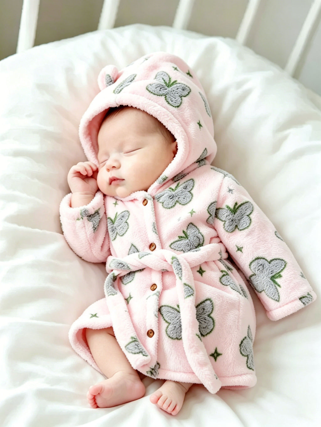 Girls' pink flannel bathrobe