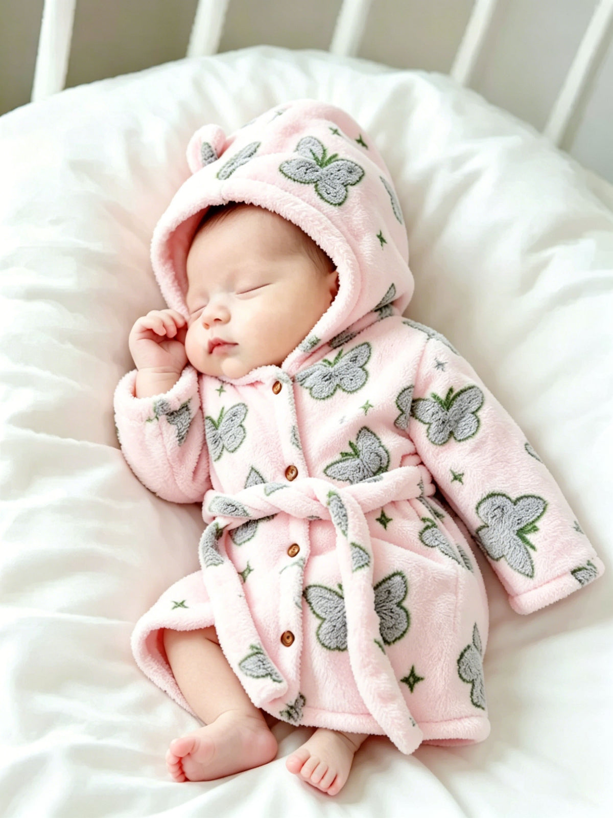 Girls' pink flannel bathrobe