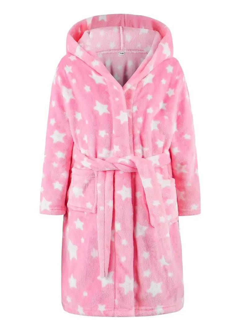 Peignoir de Bain Enfant en Polaire Chaud — coloris rose