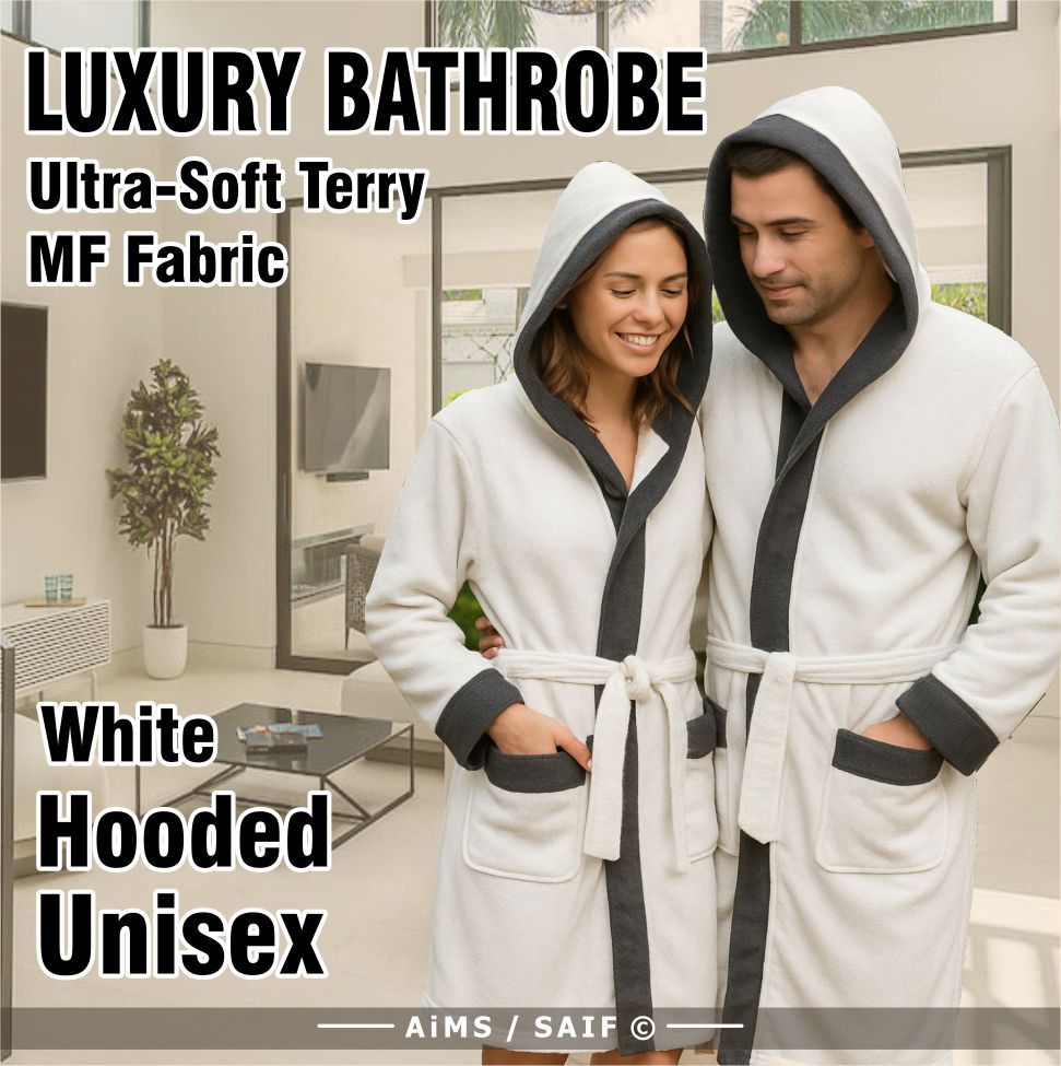 Men's hooded terry towelling bathrobe