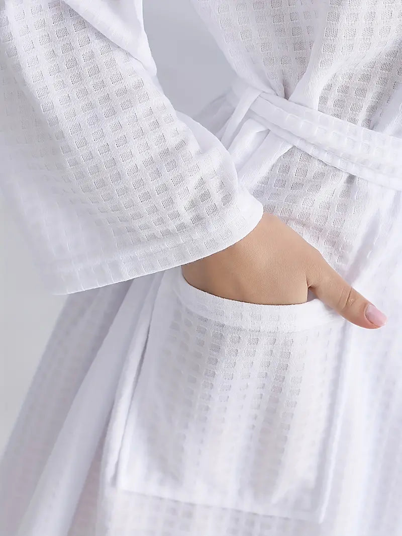 Men's short waffle bathrobe
