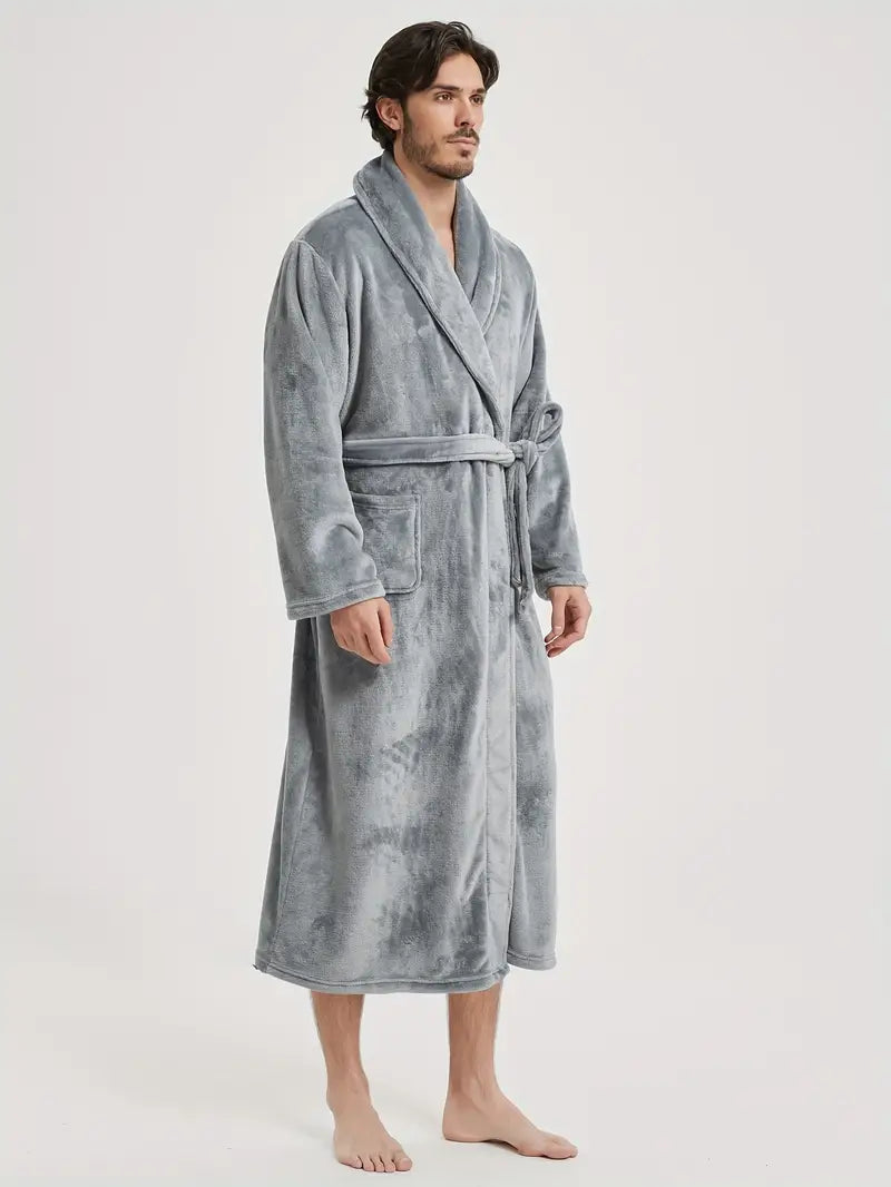 Men's thick fleece bathrobe
