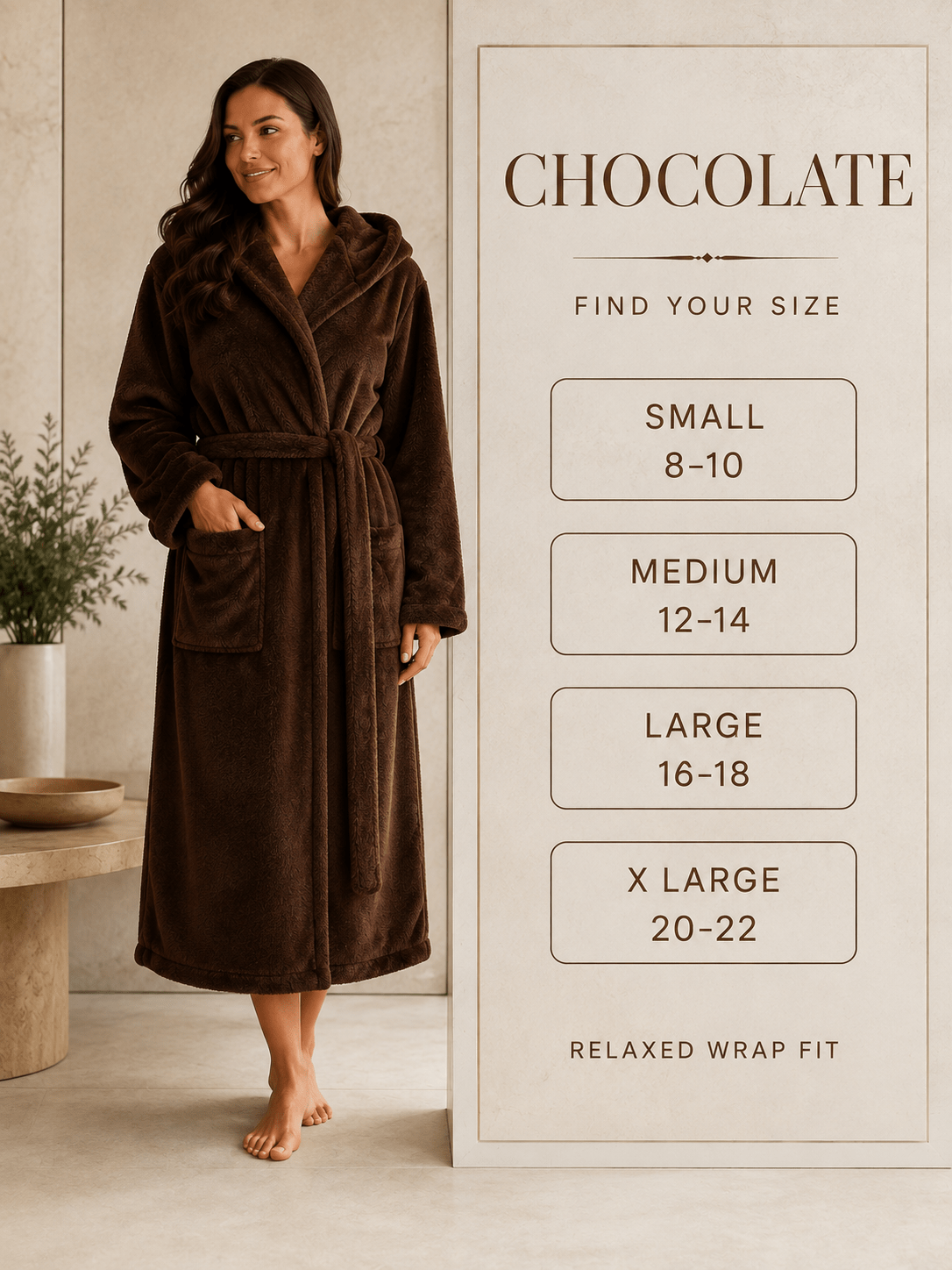 Women's long fleece bathrobe