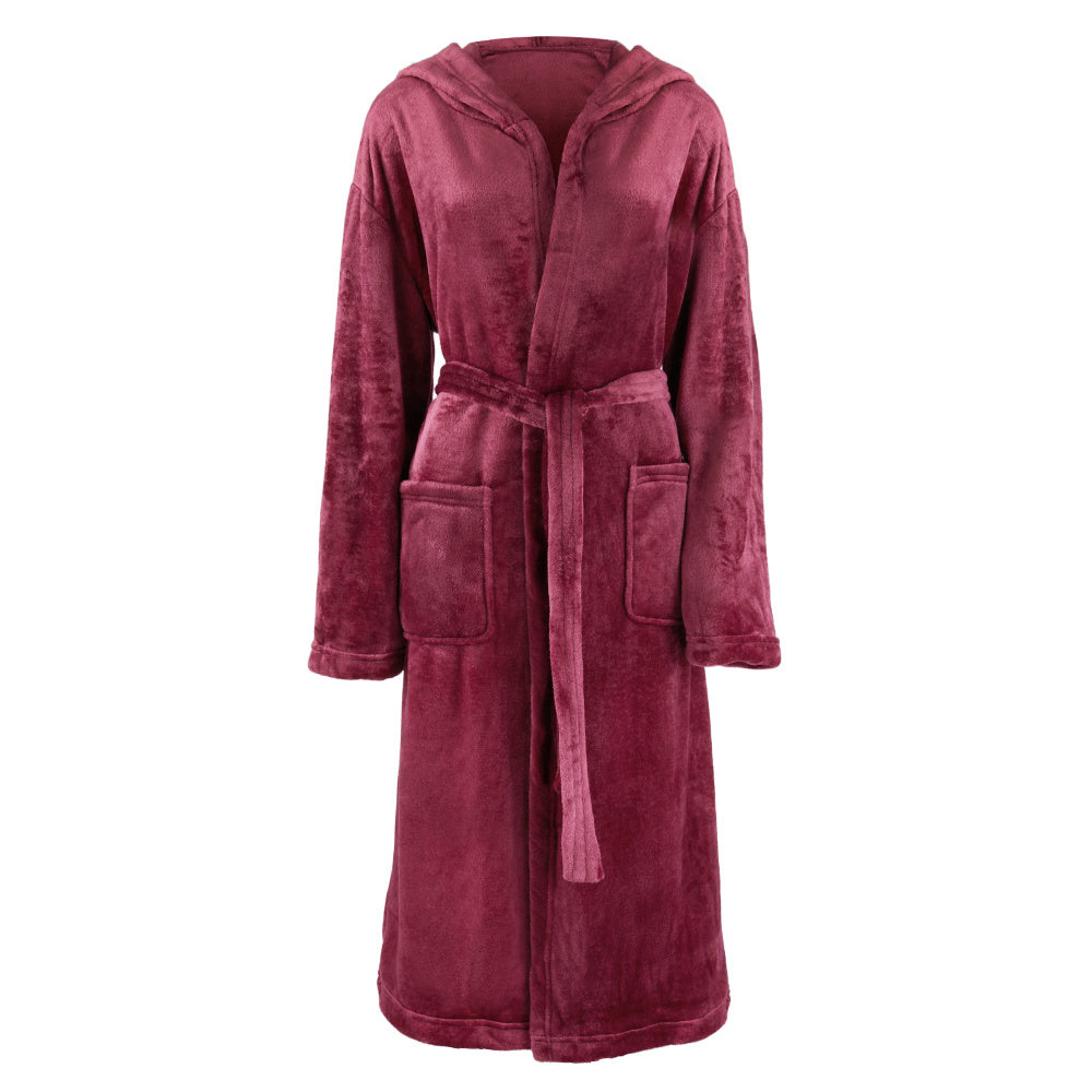 Unisex black hooded bathrobe