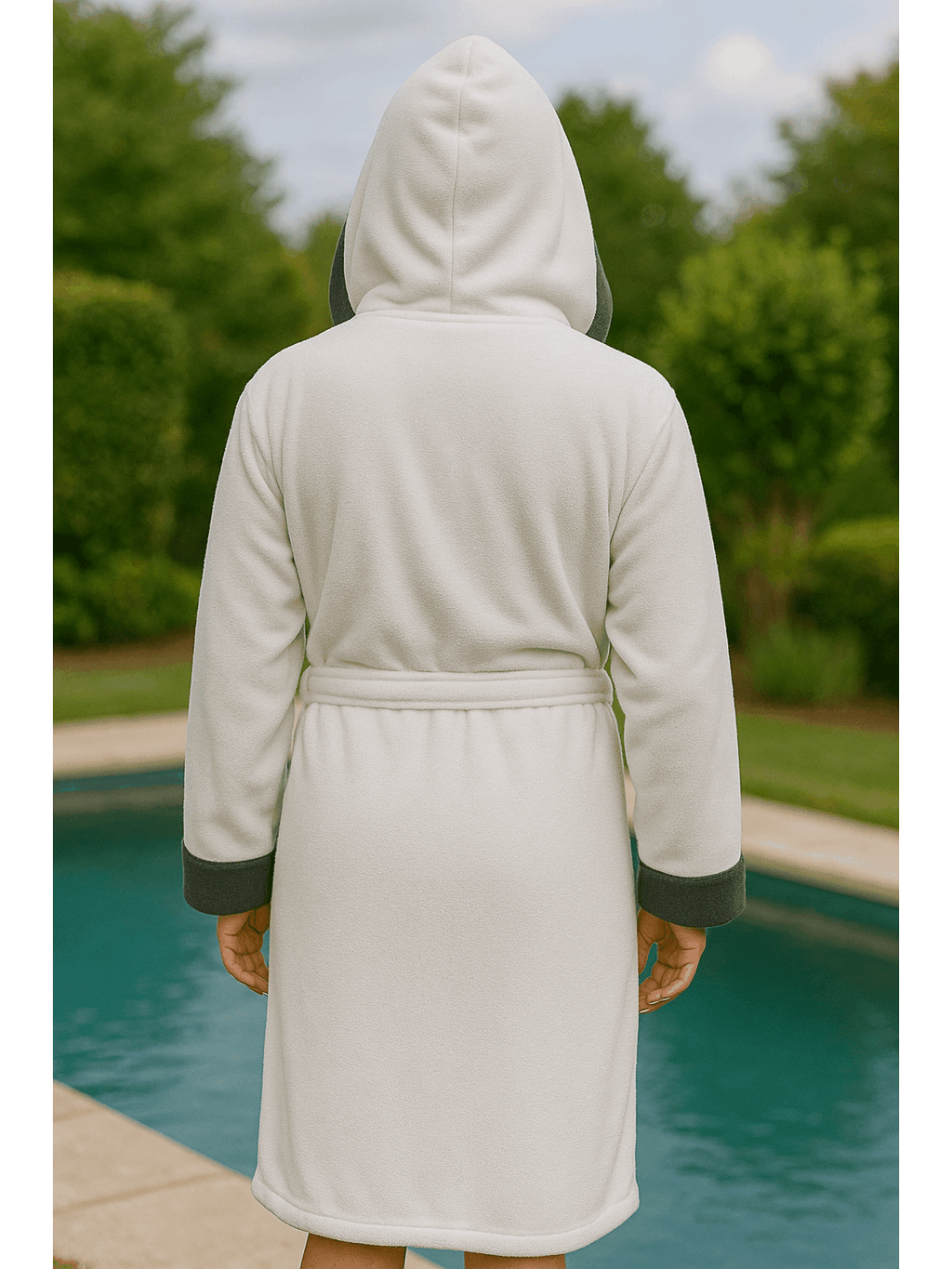 Men's hooded terry towelling bathrobe