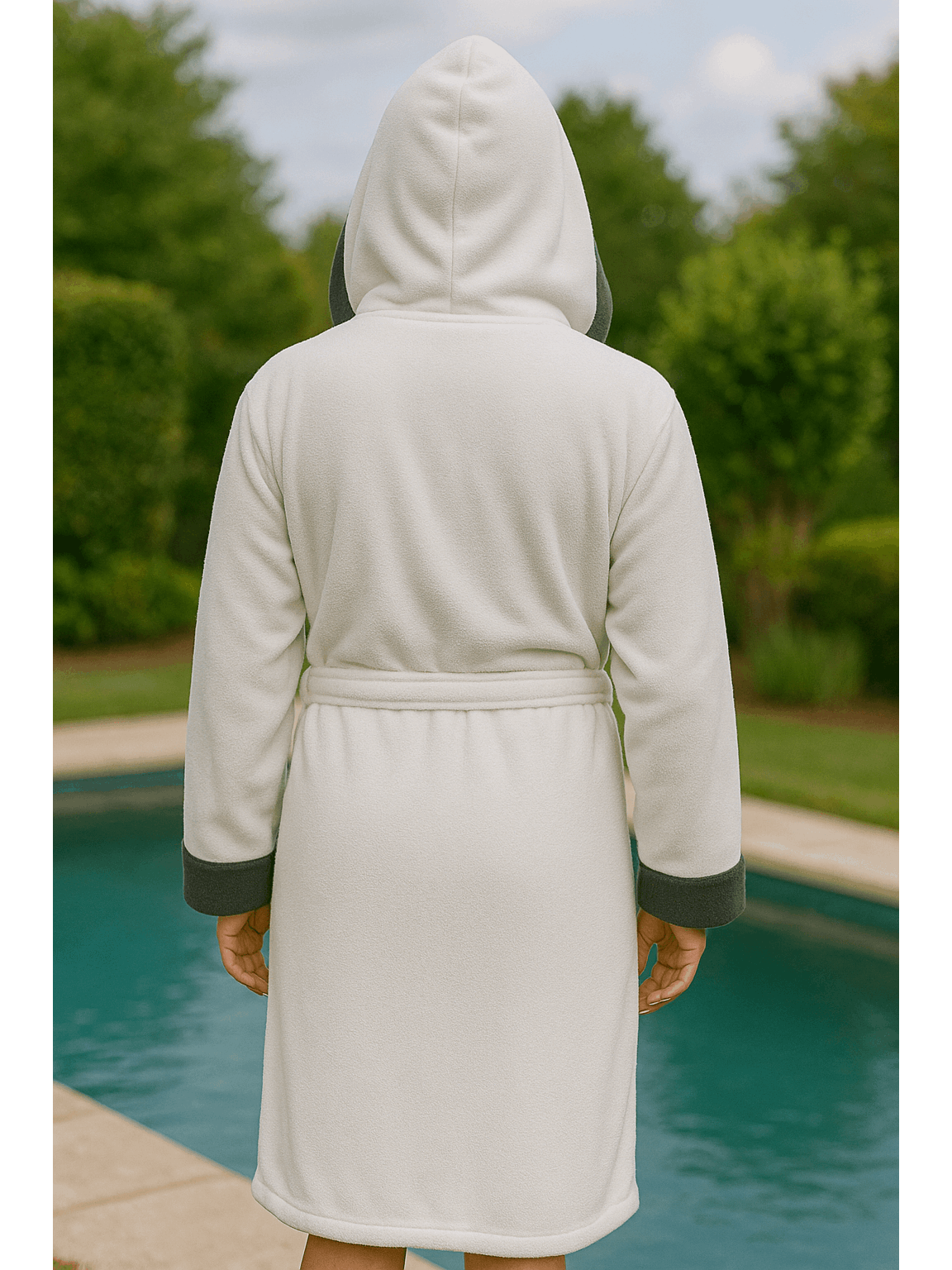 Men's hooded terry towelling bathrobe