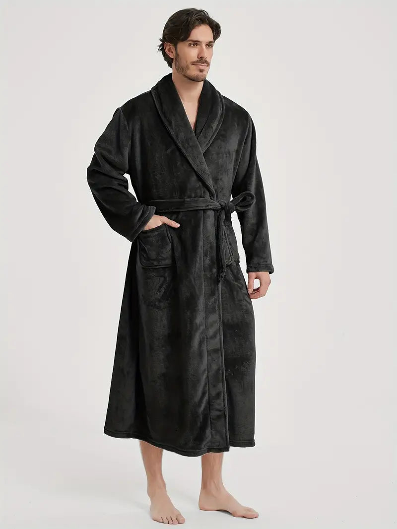 Men's thick fleece bathrobe