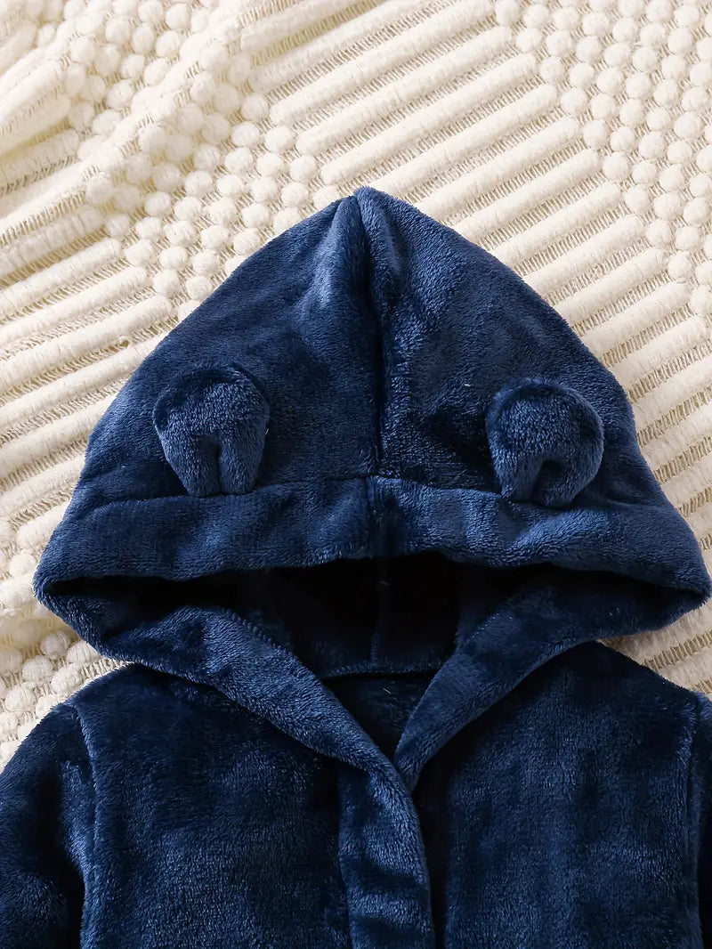 Baby fleece bathrobe with ears