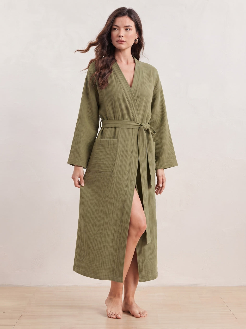 Women's white waffle lightweight dressing gown