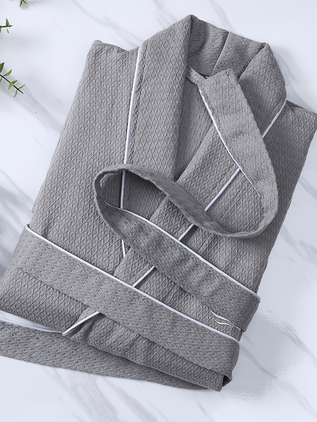 Unisex waffle bathrobe