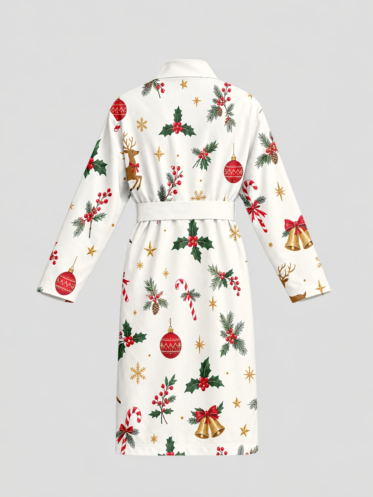 Men's cream Christmas bauble print dressing gown