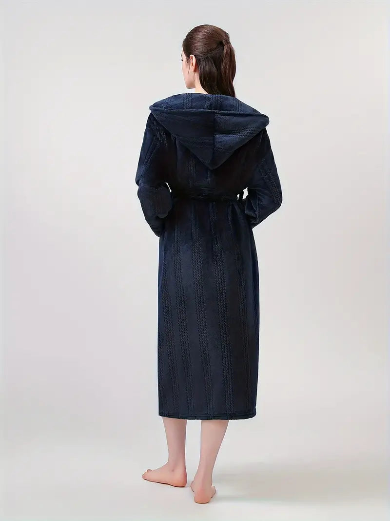 Petite hooded fleece bathrobe