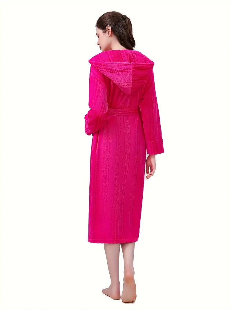 Petite hooded fleece bathrobe