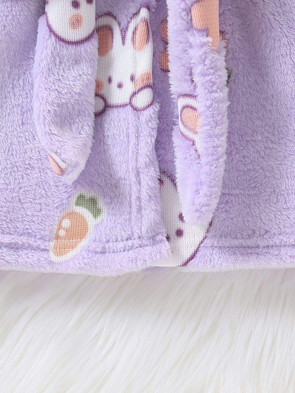 Baby purple long hooded fluffy fleece bathrobe