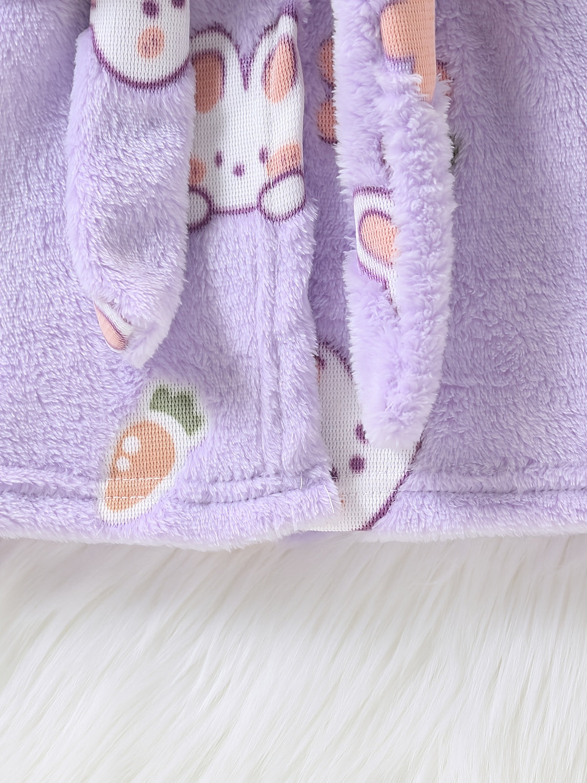 Baby purple long hooded fluffy fleece bathrobe