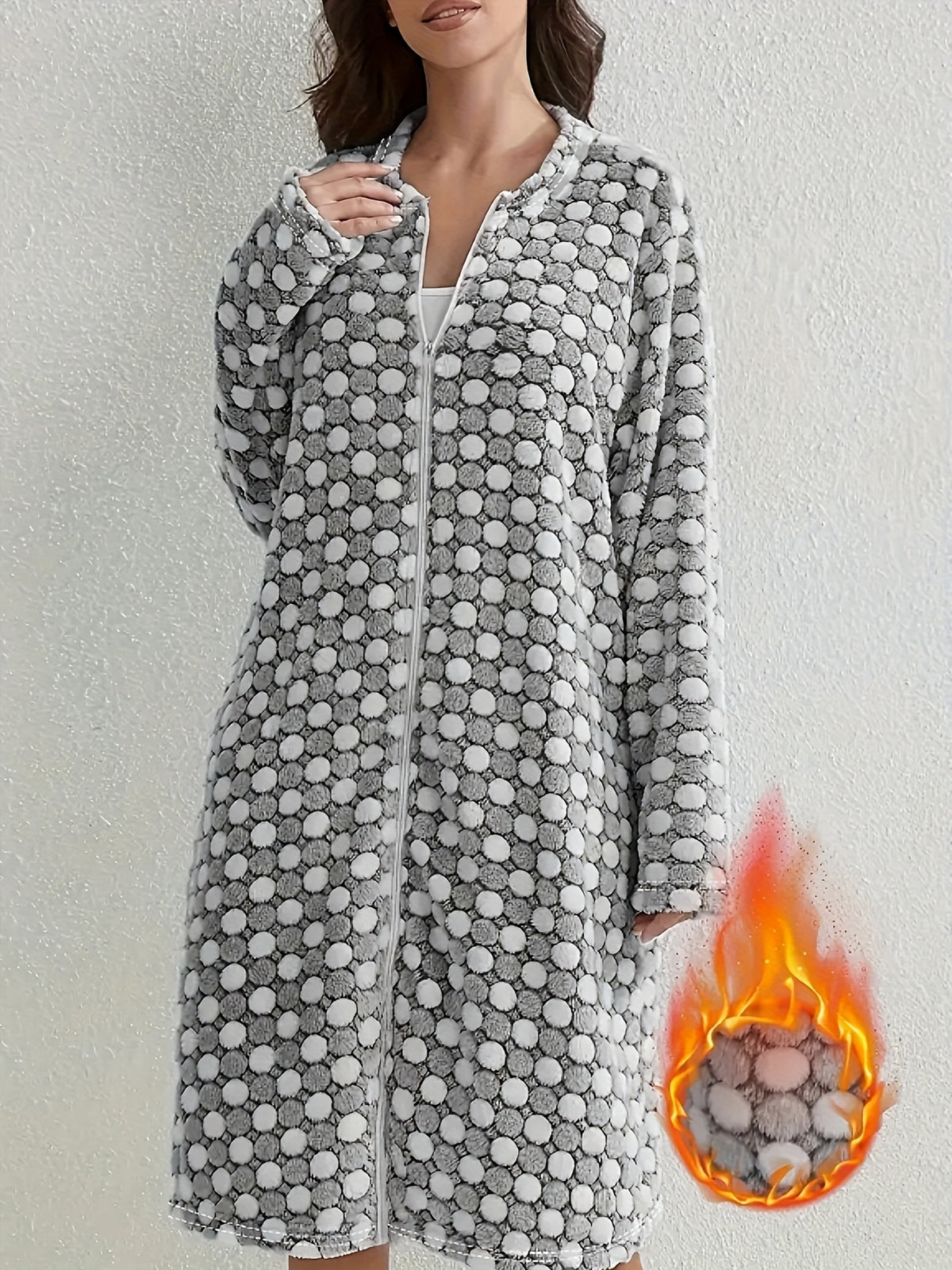 Women's checked flannel zip-up dressing gown