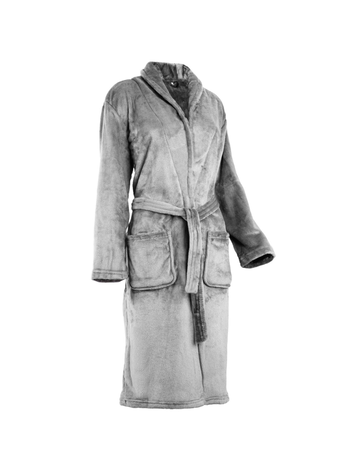 Unisex grey long towelling bathrobe