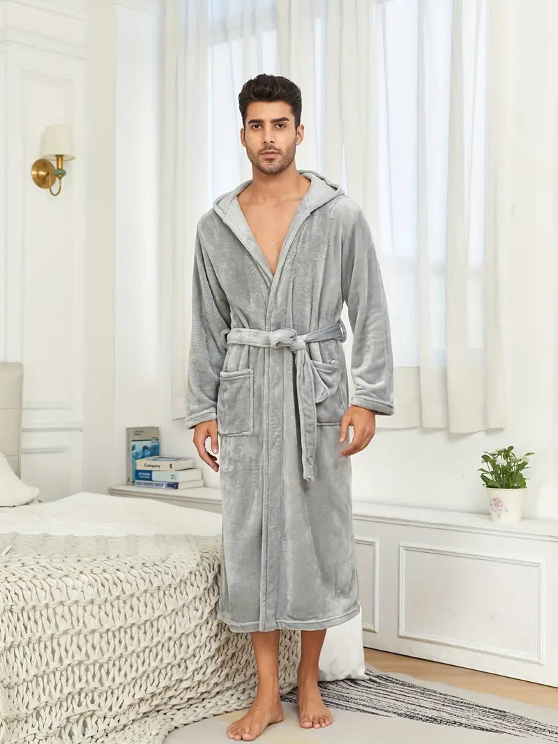 Peignoir de Bain à Capuche en Coton — coloris gris
