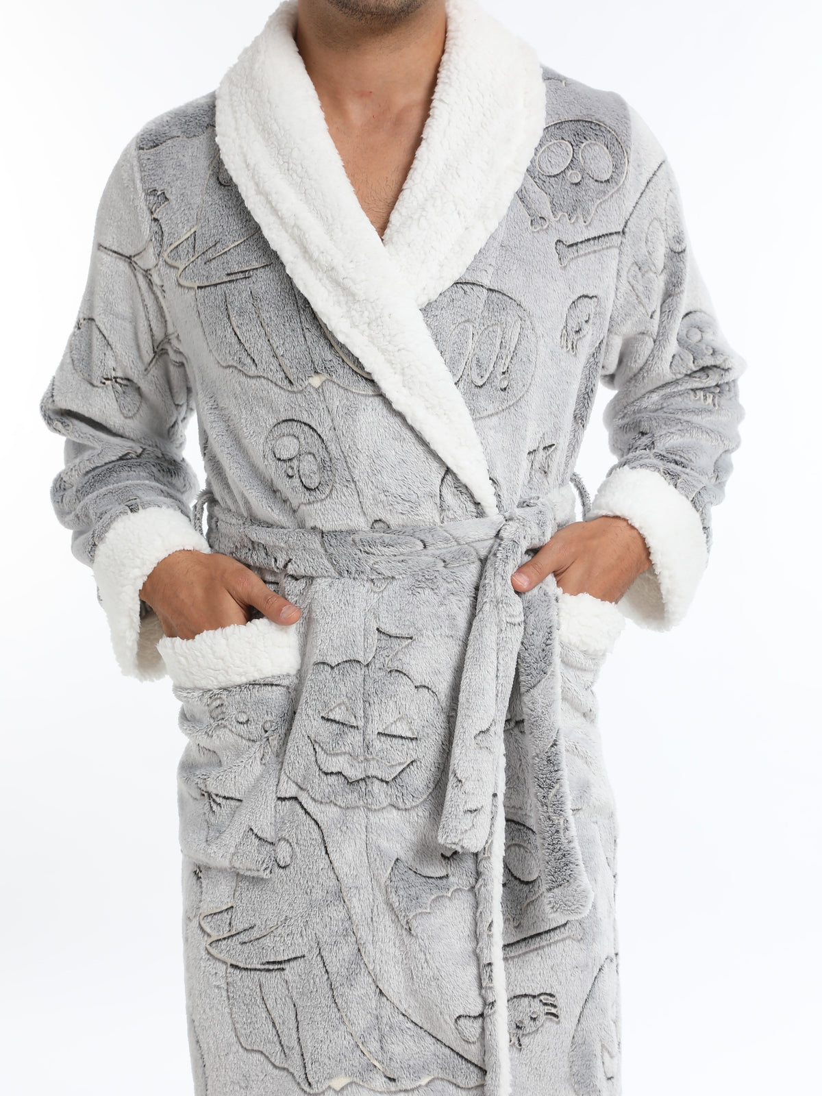 Men's Halloween print fleece dressing gown