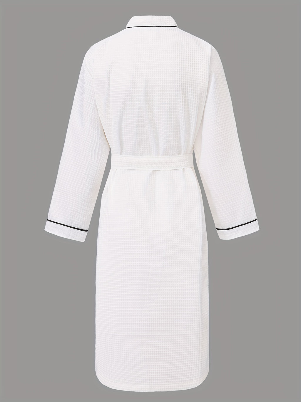 Unisex white long waffle bathrobe
