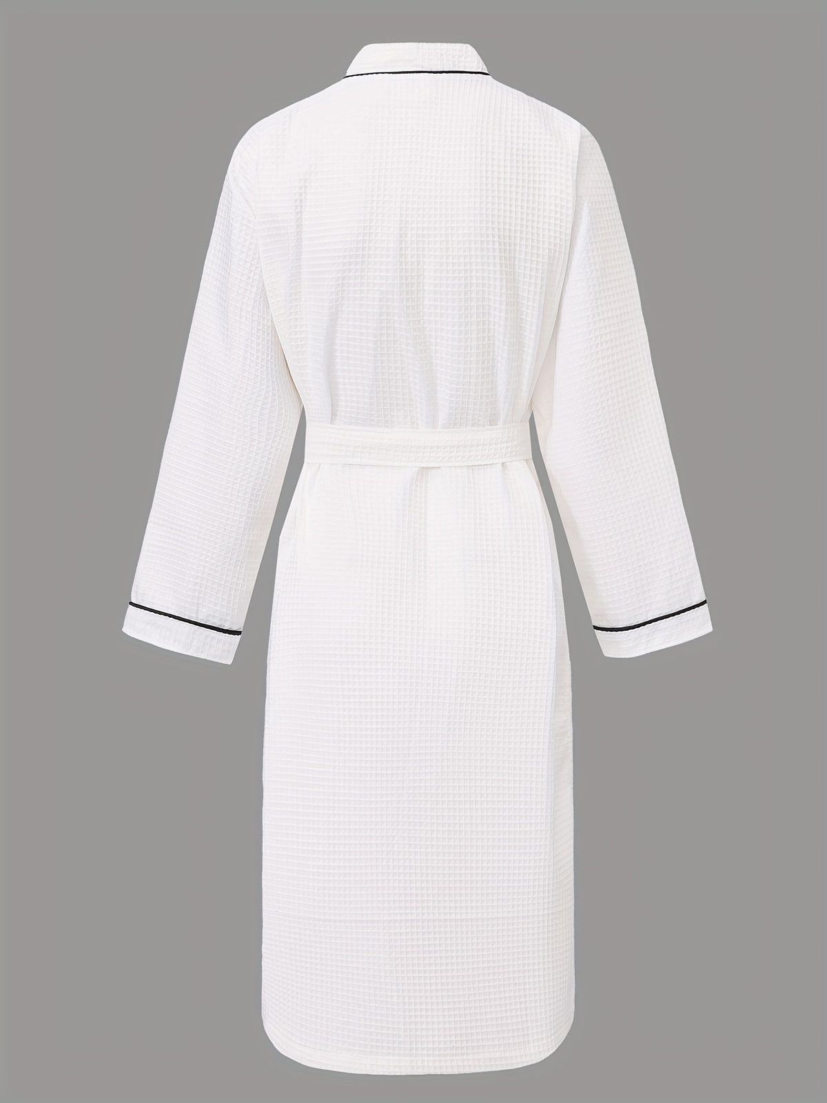 Unisex white long waffle bathrobe