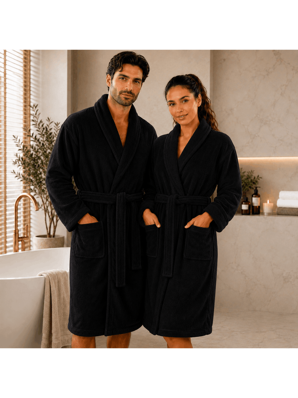 Unisex terry towelling bathrobe