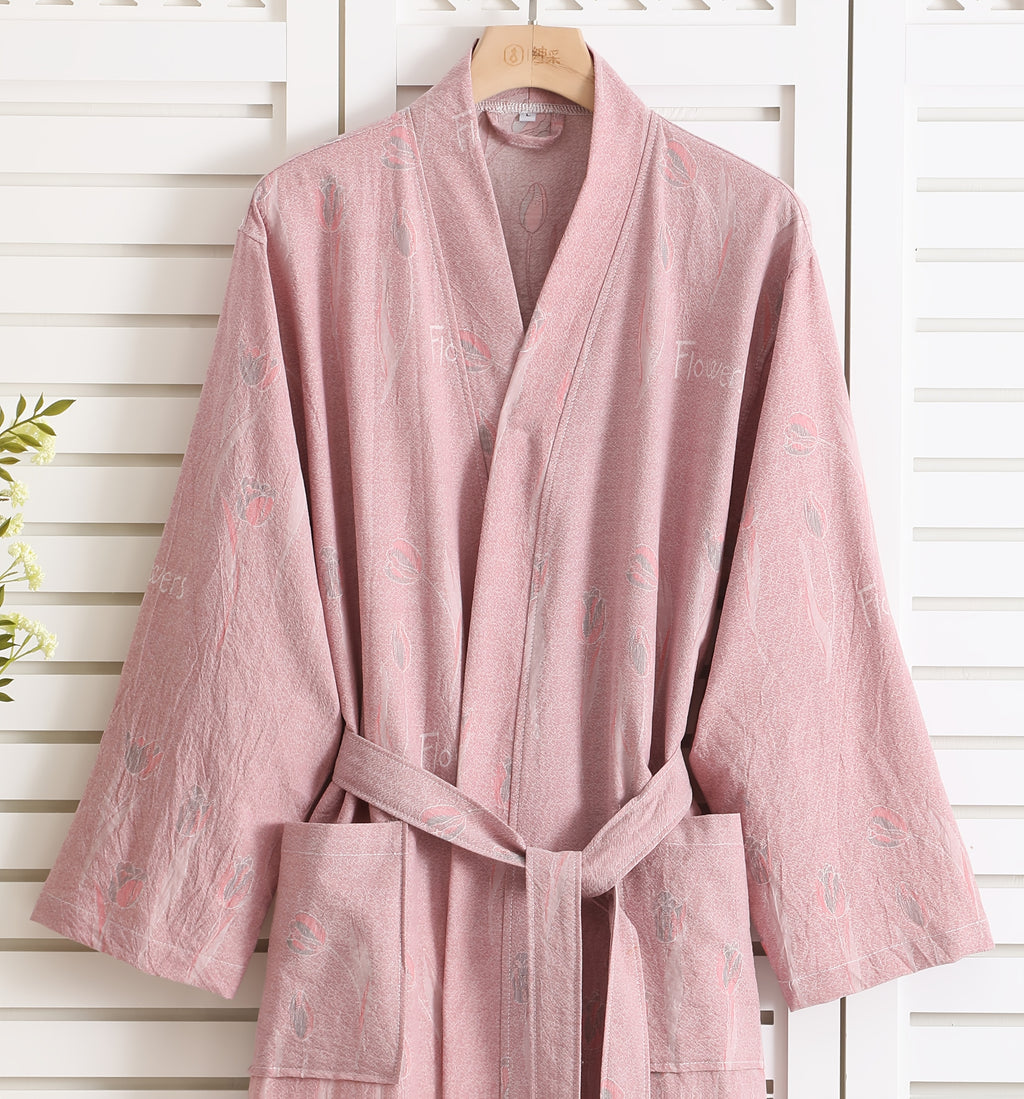 Women's jacquard bathrobe