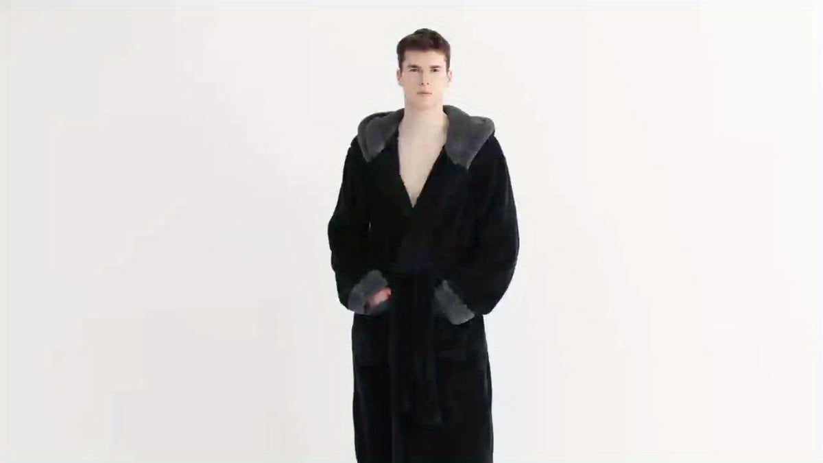 Unisex long hooded bathrobe