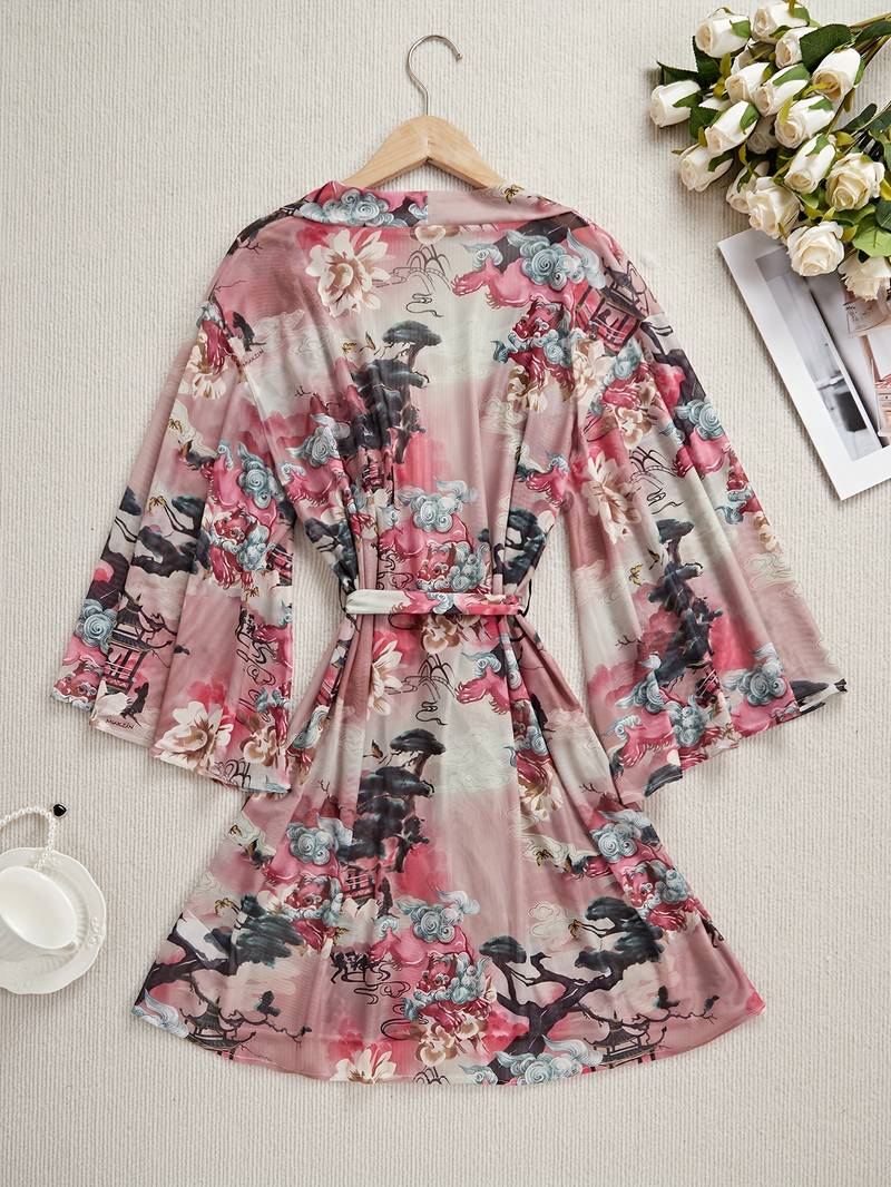Women's short stretch kimono robe