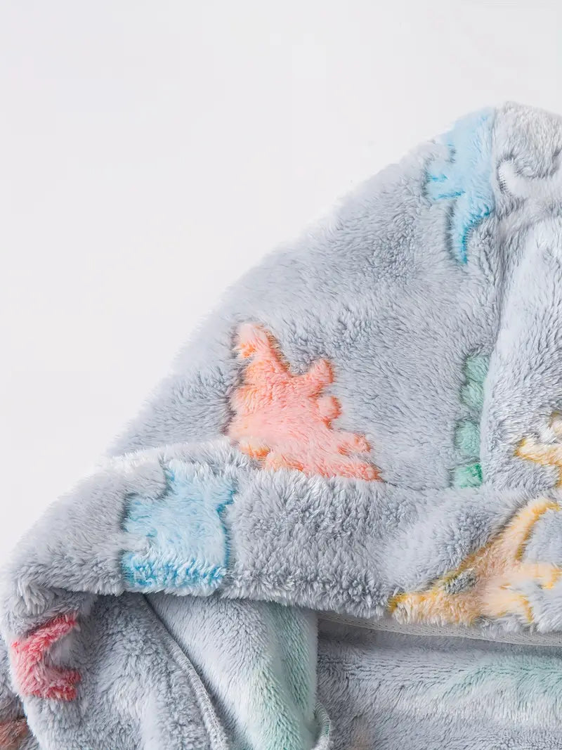 Kids' grey towelling bathrobe