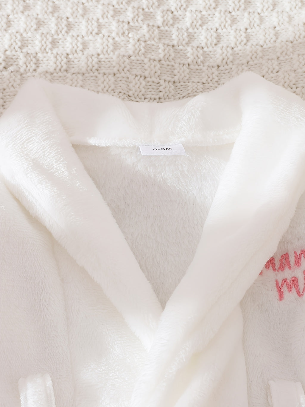 Baby white fluffy fleece bathrobe