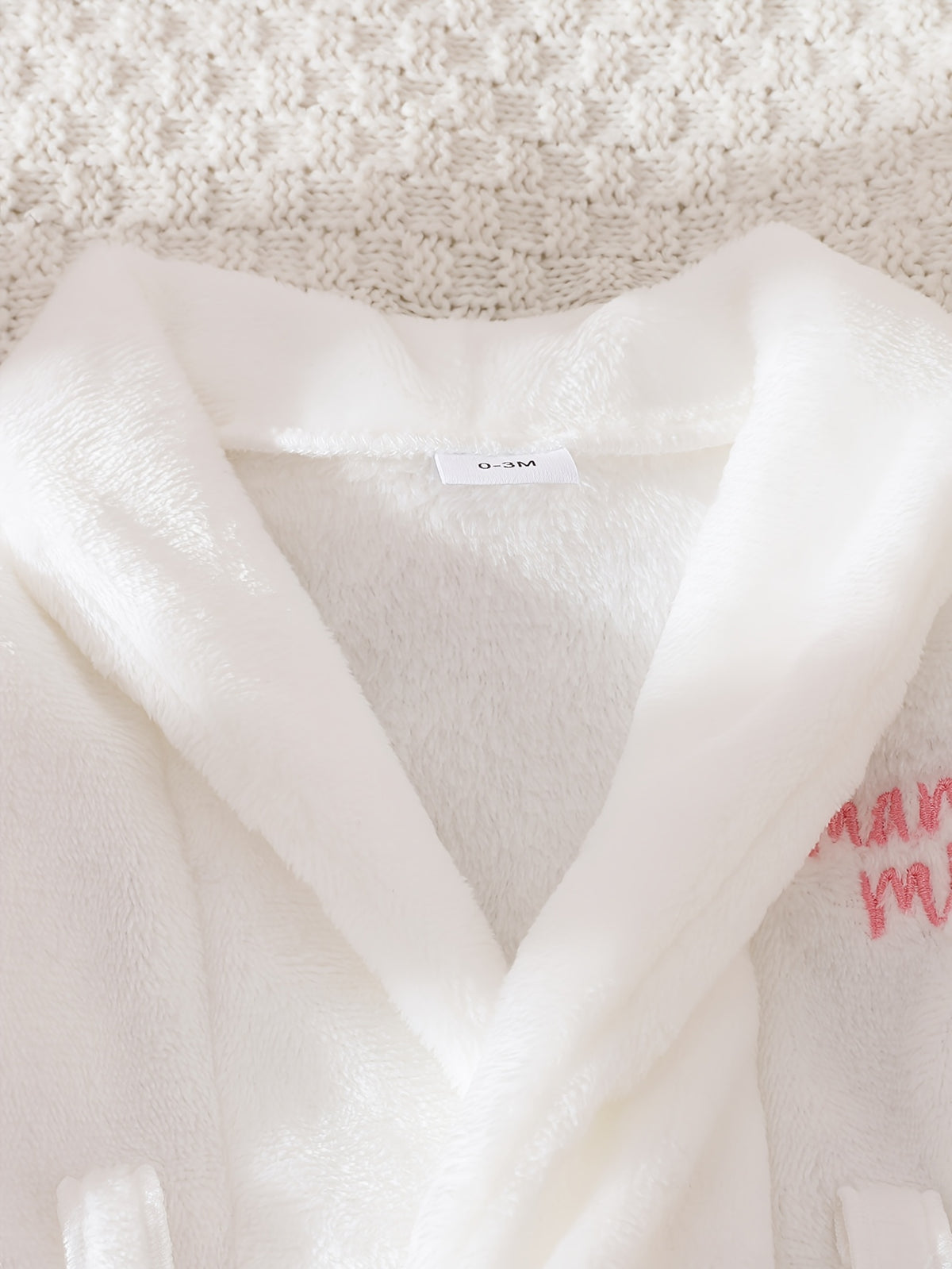 Baby white fluffy fleece bathrobe