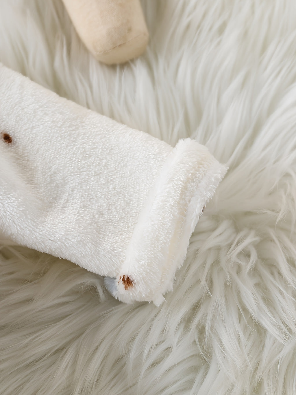 Baby cream long hooded fluffy fleece dressing gown