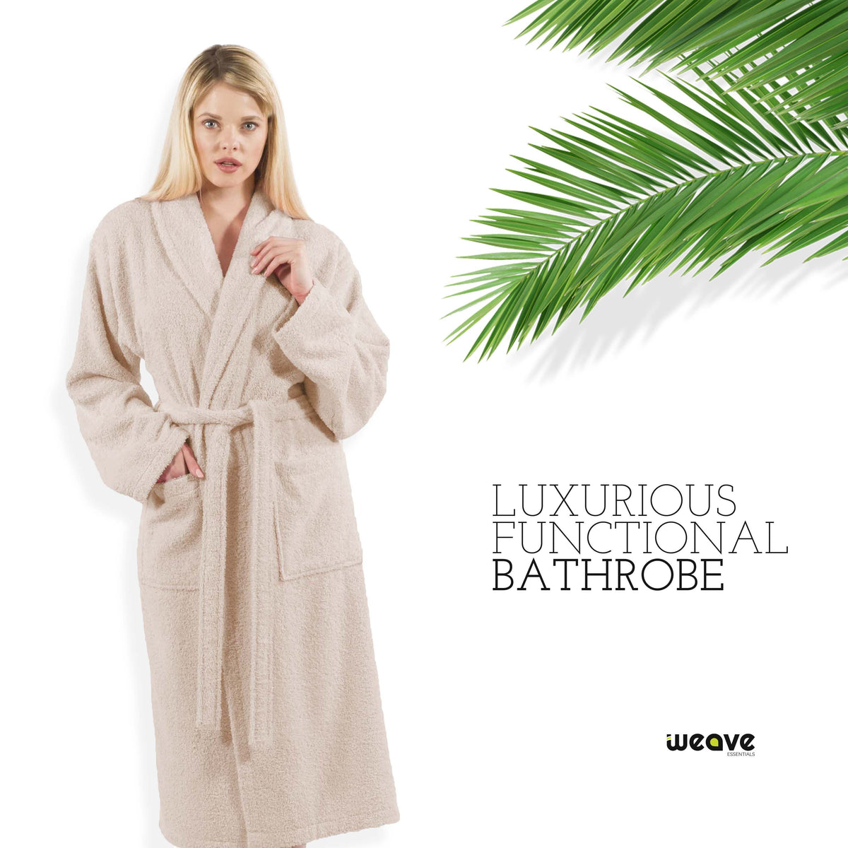 Unisex long terry towelling bathrobe
