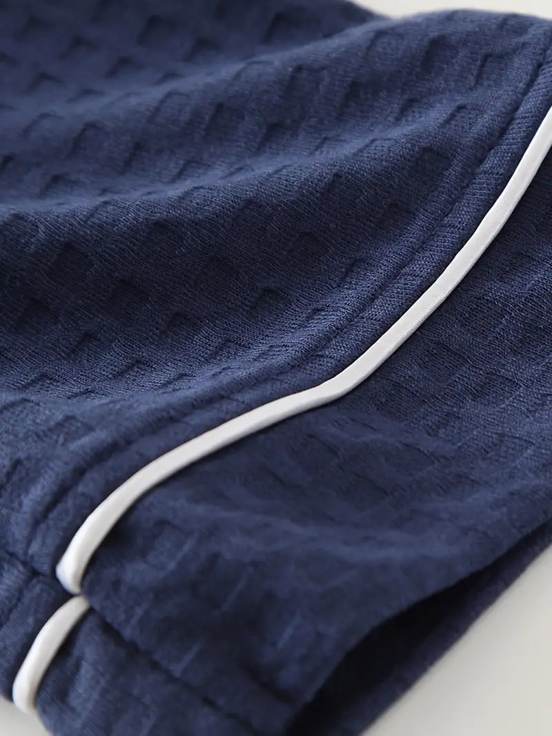 Men's long waffle bathrobe