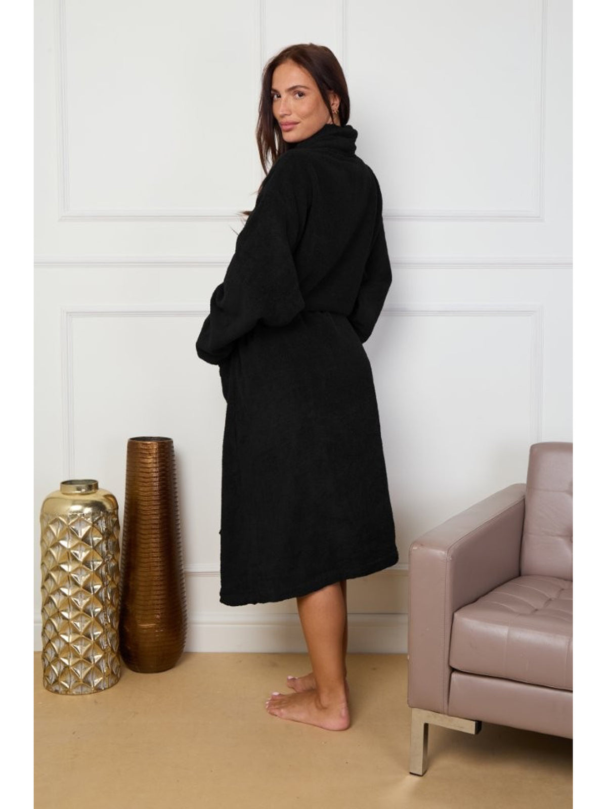Unisex cotton bathrobe with a shawl collar