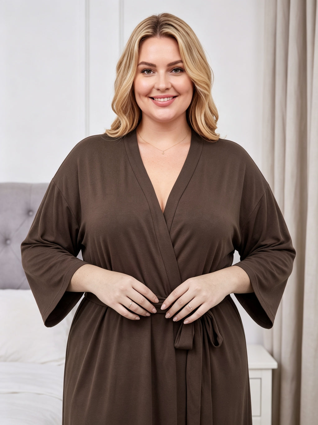 Women's plus size modal wrap dressing gown