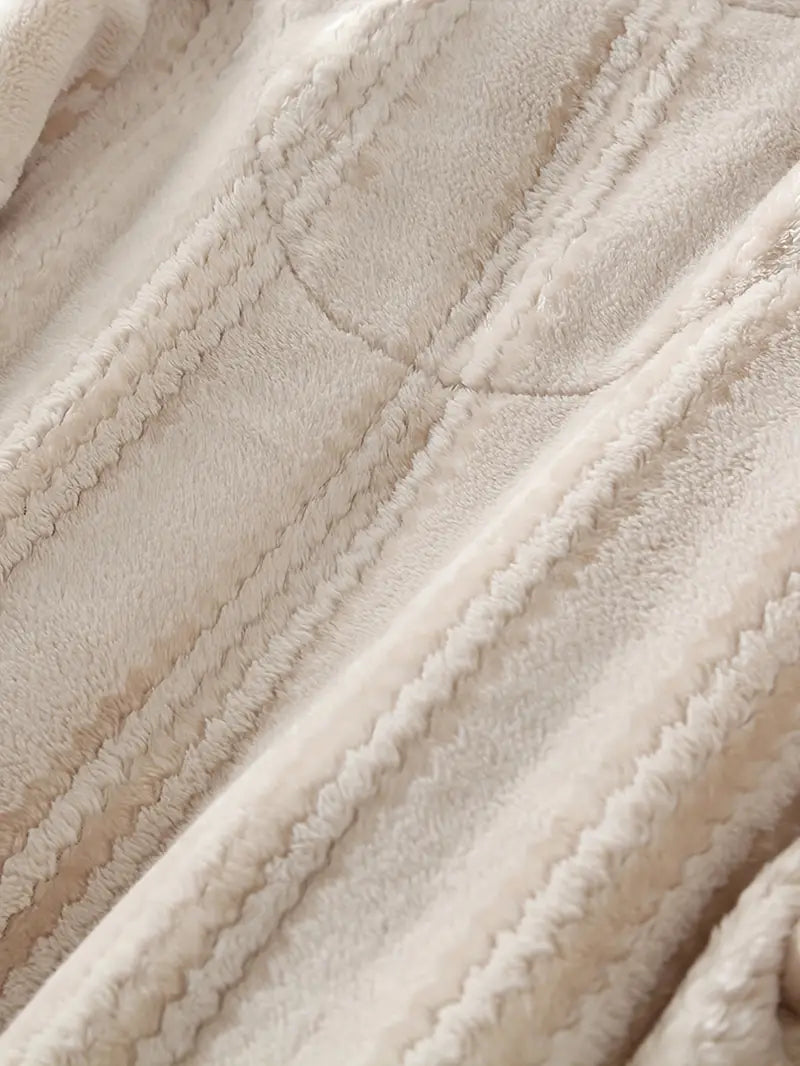 Long hooded fleece bathrobe